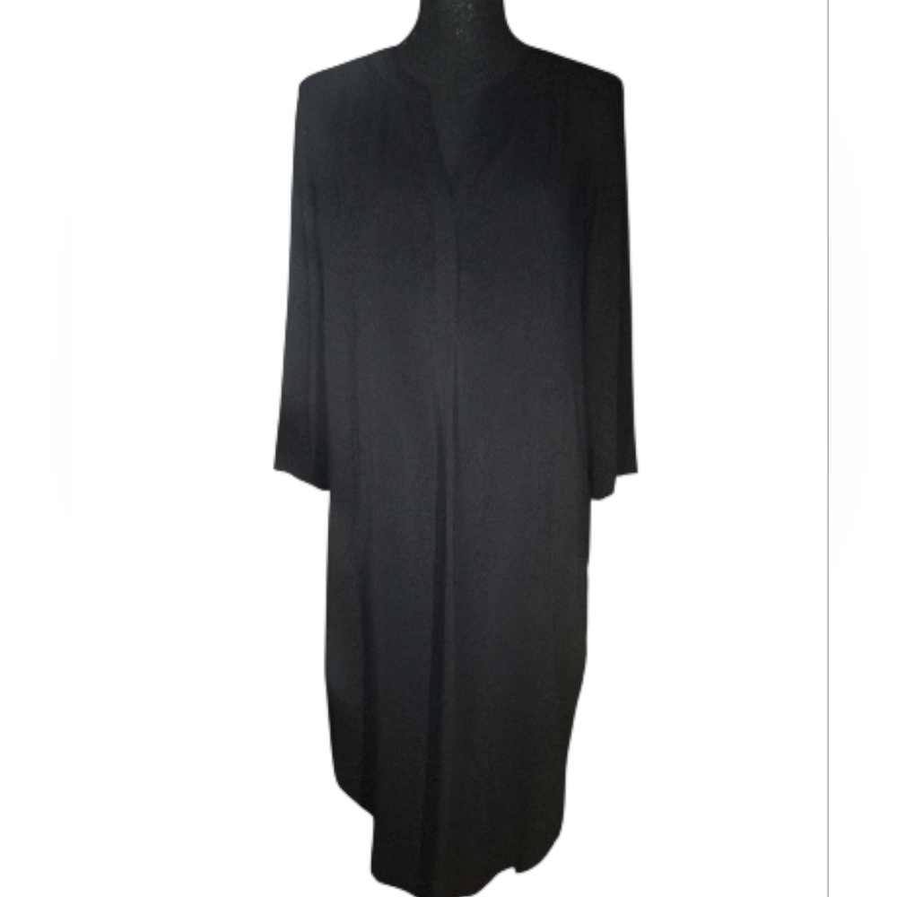 Cupio Black Viscose 3/4 Sleeve V-Neck Tunic Shirt Dress - Size M/M
